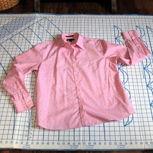 Land's End Pink Cotton Dotted Swiss Button Down Shirt, Size 12P - Picture 5 of 7